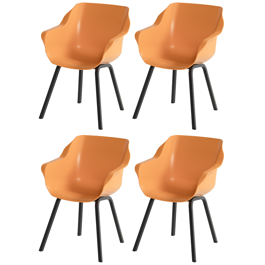 Set van 4 - Hartman Sophie Element dining armstoel - indian orange