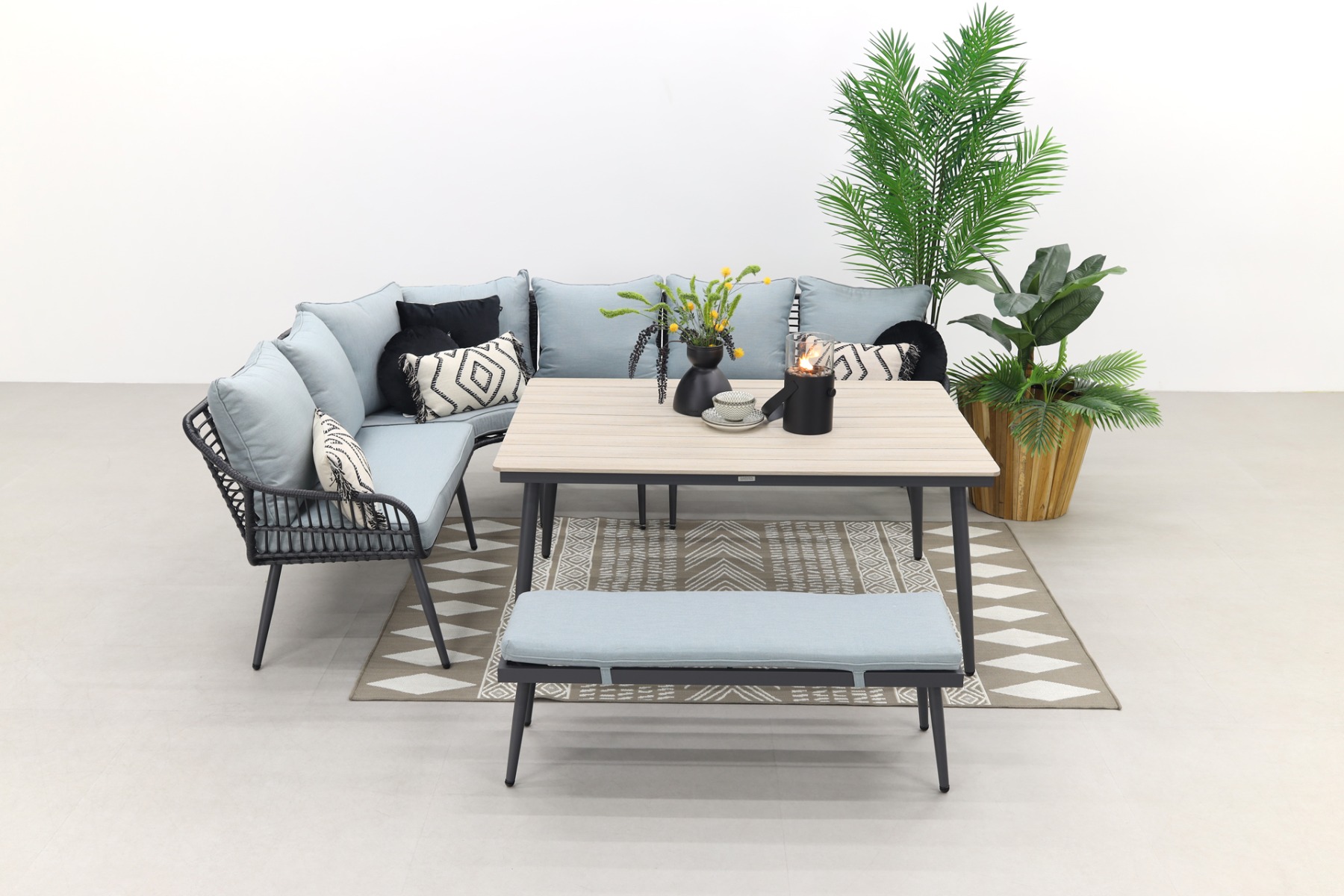 Garden Impressions Margriet lounge dining set - Carbon black/Mint Grey - 6 delig