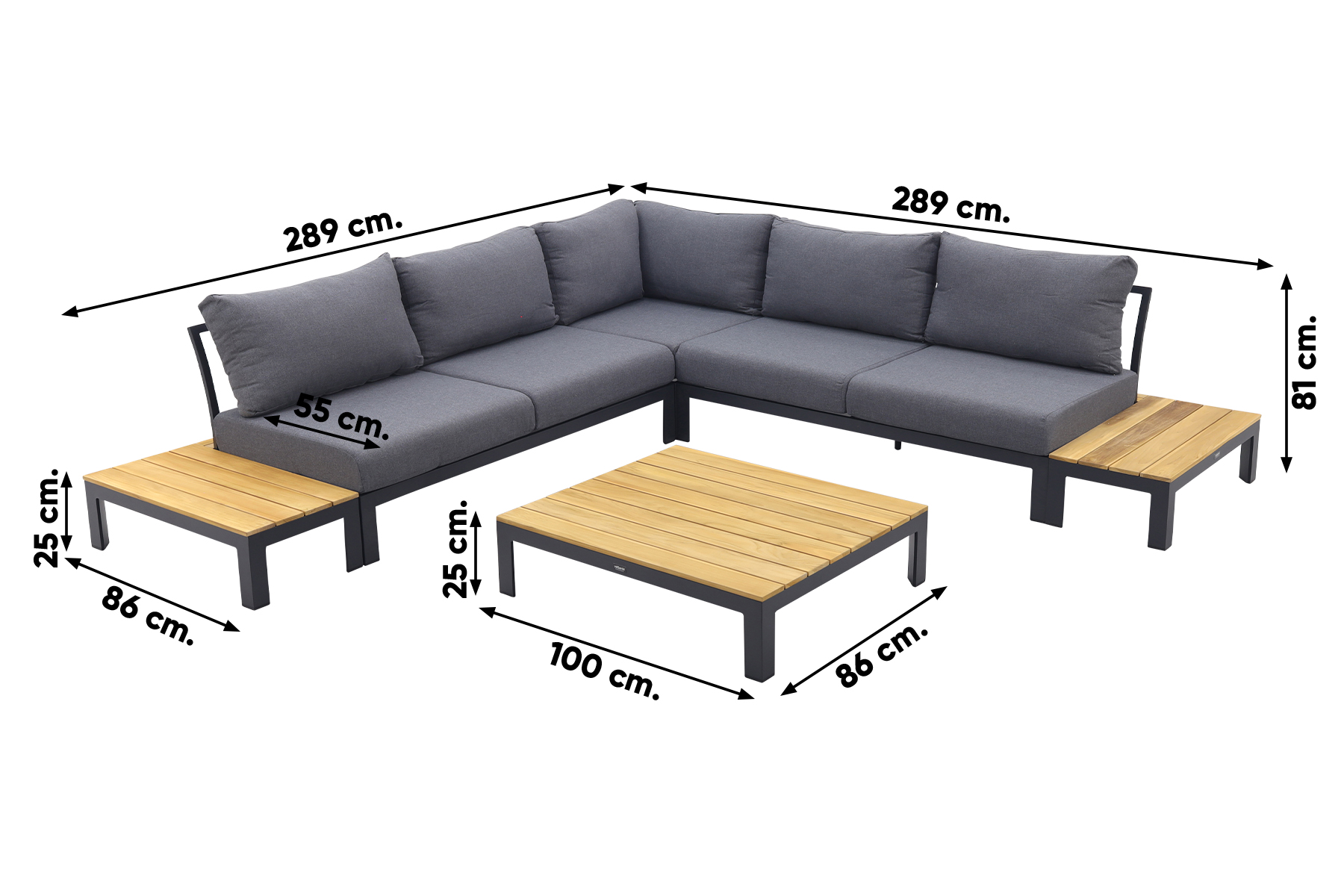 Avalounge loungeset - Aluminium/teakhout - 2-delig