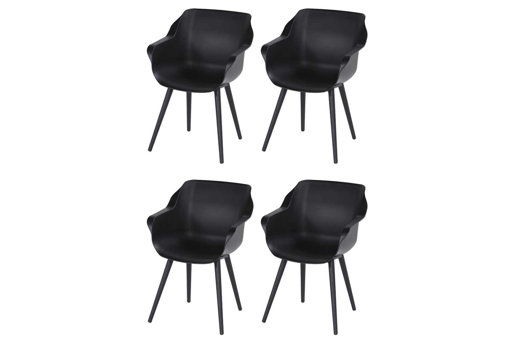 Set van 4 - Hartman Sophie Studio dining armstoel - Carbon Black