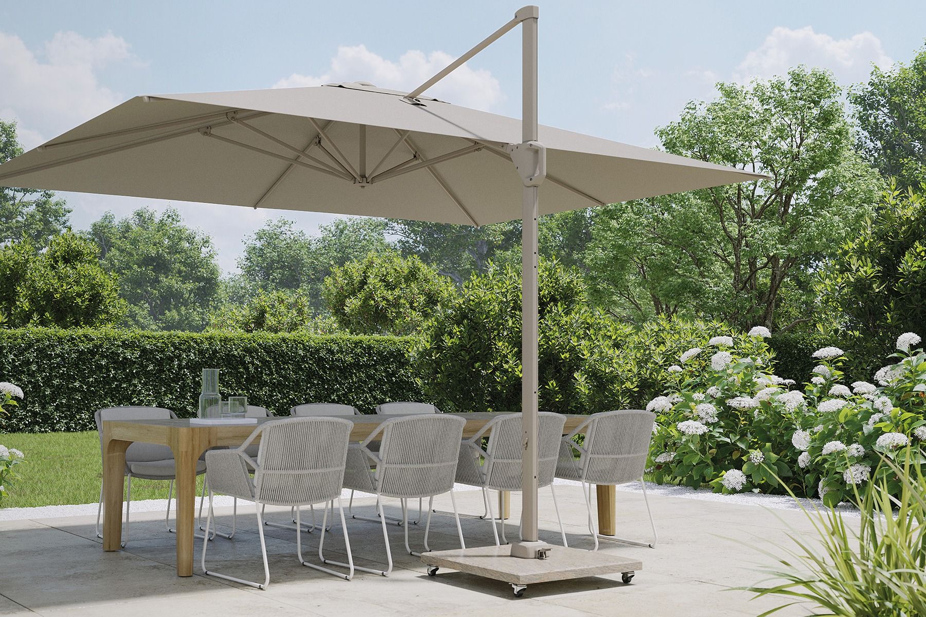 Challenger T1 Zweefparasol 4x3m - Champagne & Sandstone