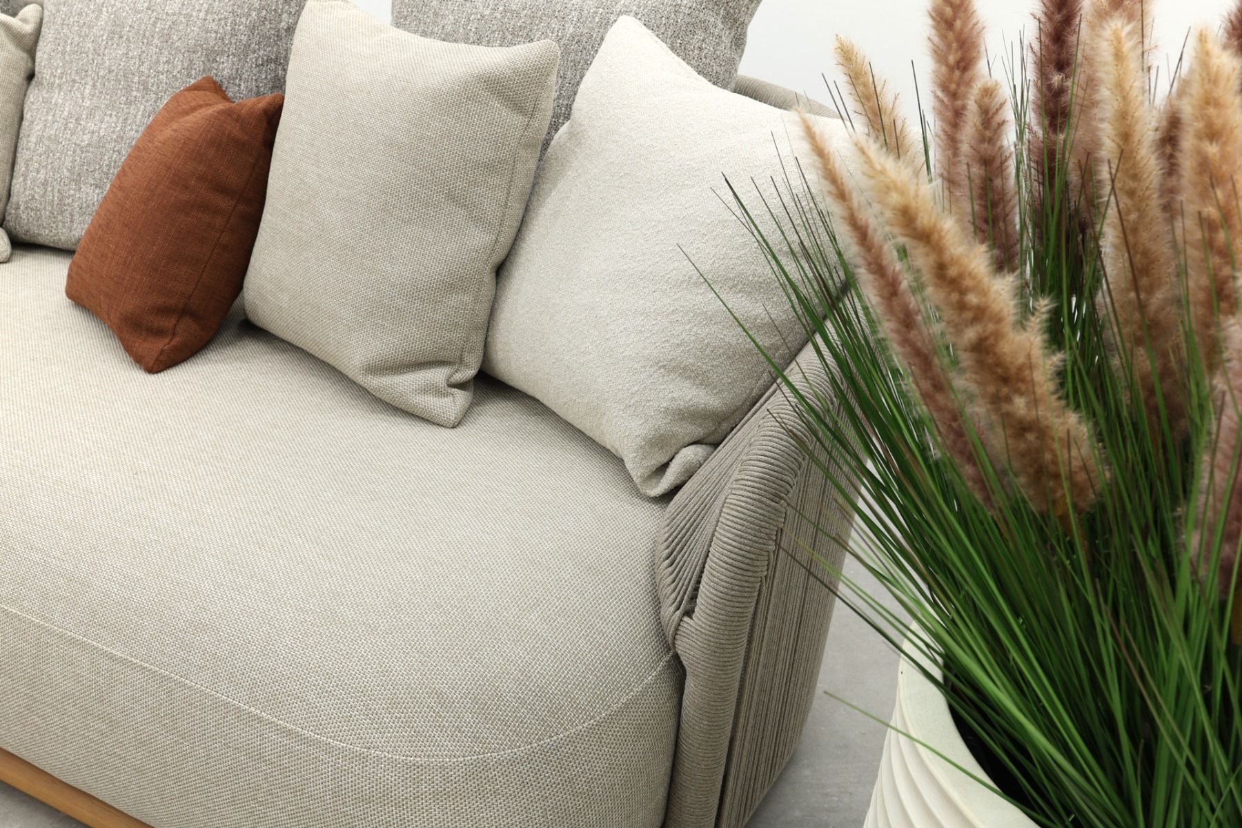 Loom rope loungeset met teak detail (4-dlg) - Mokka | Vdgarde.nl