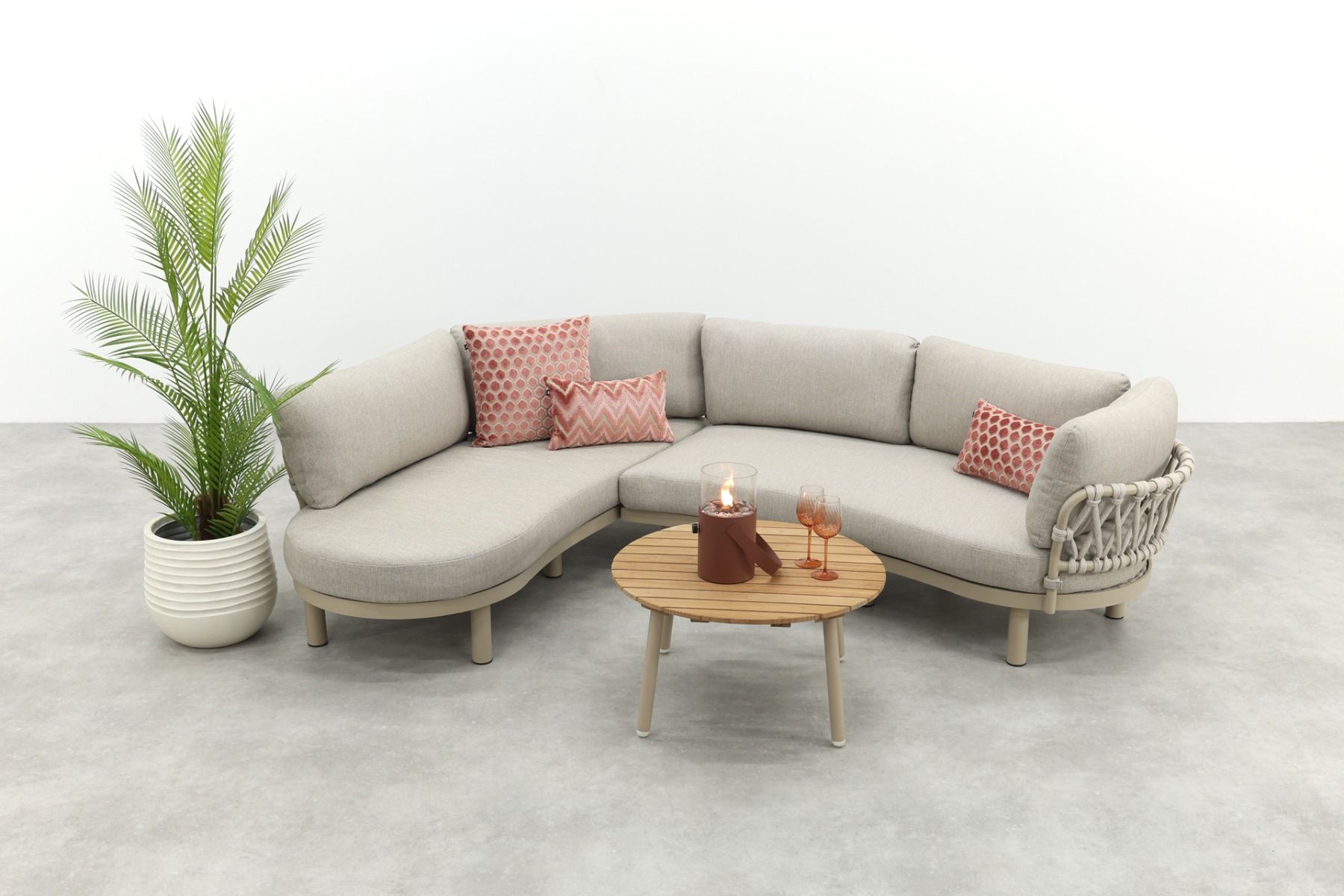 Emilia/Mindo organische rope loungeset - Latte|Vdgarde.nl