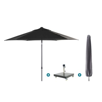 4SO Oasis stokparasol 300 cm. - Antraciet Granada voet en hoes