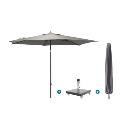 4SO Azzurro stokparasol 300 cm. - Charcoal Granada voet en hoes