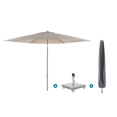 4SO Azzurro stokparasol 300 cm. - Houtlook/Zand Sevilla voet en hoes