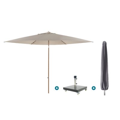 4SO Azzurro stokparasol 300 cm. - Houtlook/Zand Granada voet en hoes