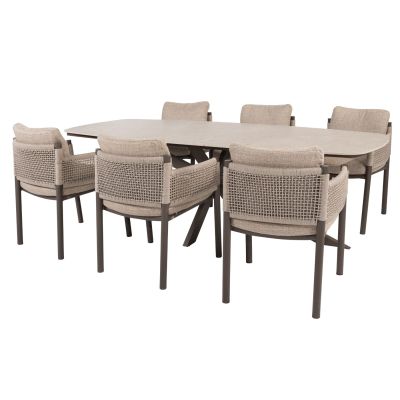 4SO Savanne/Prado 6-persoons Deens ovale tuinset 240x105 cm. - Terre