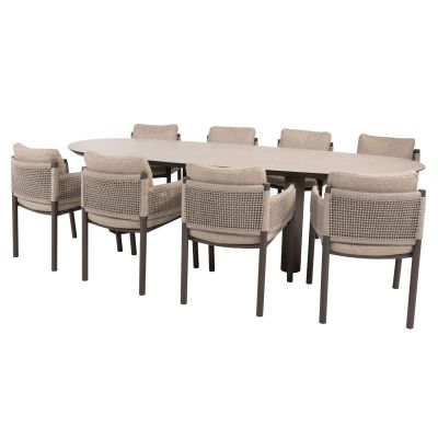 4SO Savanne/Denia 8-persoons organische (mango-vorm) tuinset 290x110 cm. - Terre