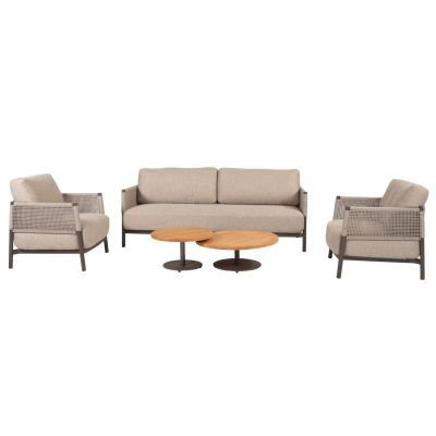 4SO Savanne/Volta stoel-bank loungeset - Terre/Teak