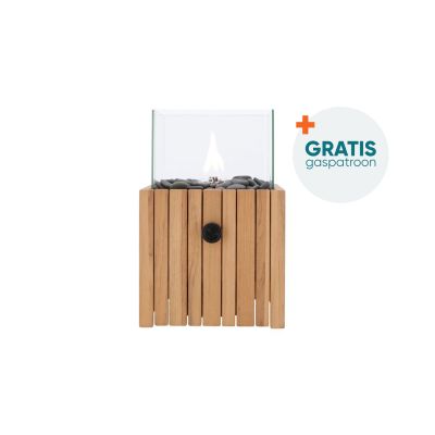 Cosiscoop Timber teak - gaslantaarn met gratis gaspatroon - vierkant