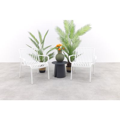 Stripe/Velora loungestoelen set (3-delig) - Wit/Royal grey