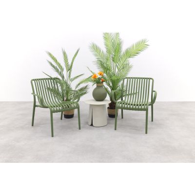 Stripe/Velora loungestoelen set (3-delig) - Mosgroen/Cream