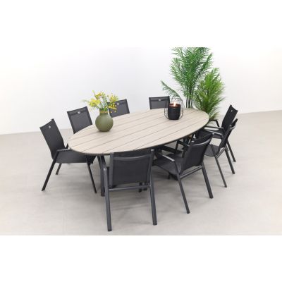Hartman Napoli stapelstoel Xerix / GI Edison 280x140 cm. tafel - ovale tuinset