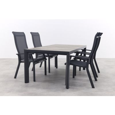 Excellent/Kings 4-persoons stapelbare dining tuinset 180x100 cm. - Antraciet