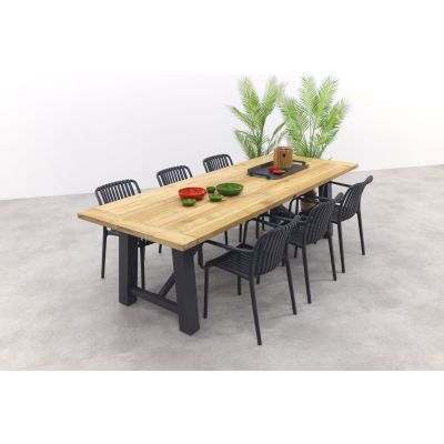Stripe/Keltex tuinset-teak/aluminium-antraciet-265x101 cm.