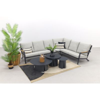 Santos/Velora loungeset met 3-delige tafelset - Antraciet