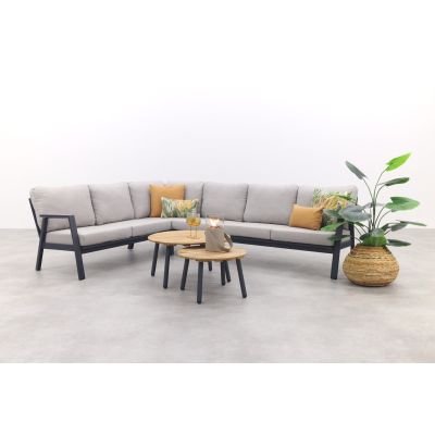 Viento/Mindo L-vorm loungeset links/rechts opstelbaar - Royal Grey/Teak