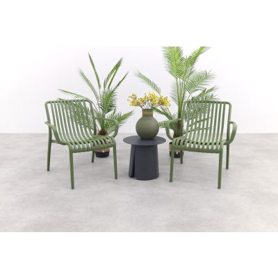 Stripe/Velora loungestoelen set (3-delig) - Mosgroen/Royal grey