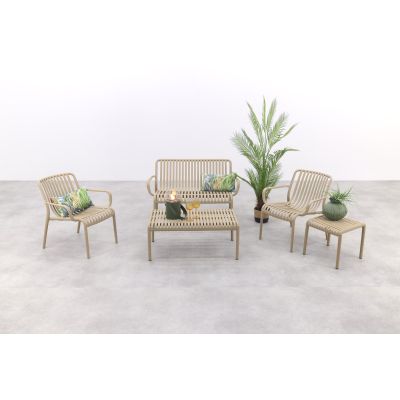 Stripe stoel-bank loungeset Taupe 4-delig 