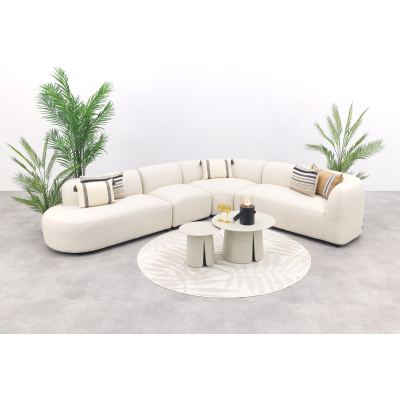 Madeira/Velora ronde loungeset rechts + tussenelement - Naturel Sunbrella/Cream