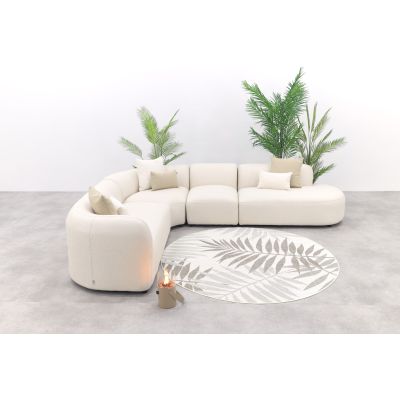 Madeira ronde hoekbank links + tussenelement - Naturel Sunbrella