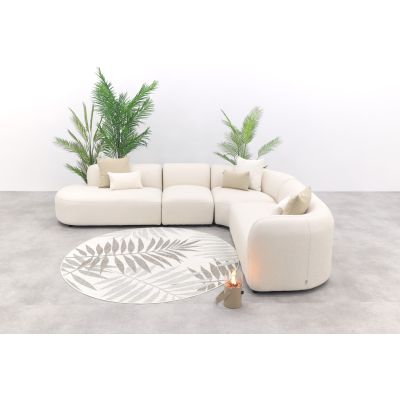 Madeira ronde hoekbank rechts + tussenelement - Naturel Sunbrella