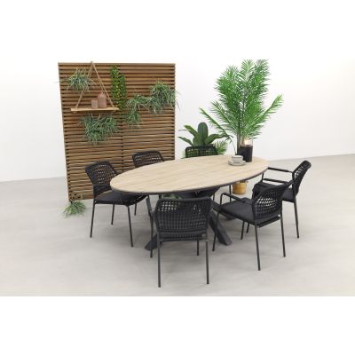 Taste Barista - Antraciet / GI Edison 220 x 115 cm. tafel - ovale tuinset