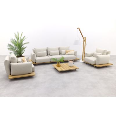 Suns Bora loungeset - Gravel natural teak - 4-delig OP=OP