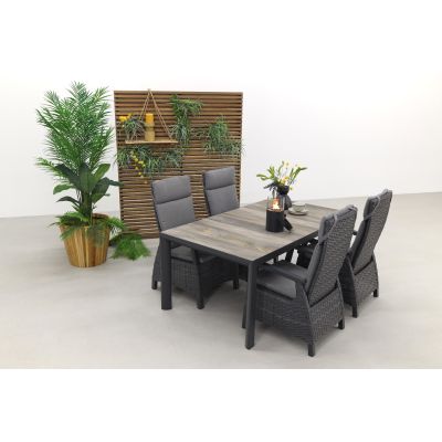 Darwin/Kings 4-persoons verstelbare dining tuinset 180x100 cm. - Antraciet