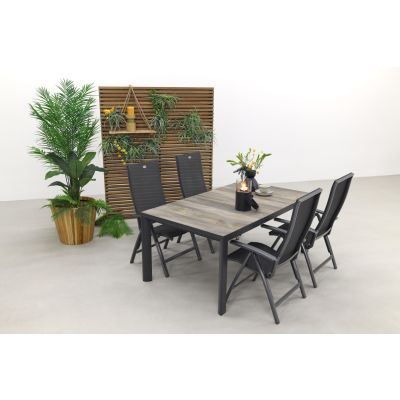 Hartman Valentino/Kings 4-persoons verstelbare dining tuinset 180x100 cm. - Antraciet