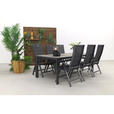 Hartman Valentino/Kings 6-persoons verstelbare dining tuinset 220x100 cm. - Antraciet
