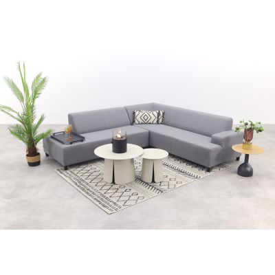 Malaga/Velora cream - hoekbank loungeset chaise longue - lichtgrijs