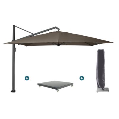 Platinum Icon T1 Zweefparasol - 4x3m. - Havanna taupe met verzwaarde voet en hoes