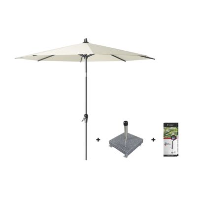 Platinum Riva stokparasol 2,5 m. rond - Ecru met voet en hoes