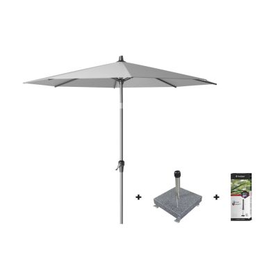 Platinum Riva stokparasol 2,5 m. rond - Light Grey met voet en hoes