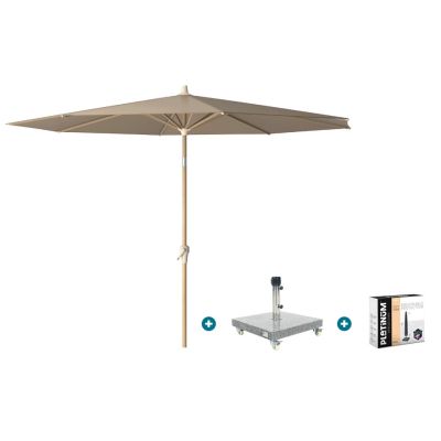 Platinum Riva stokparasol 3 m. rond - Teak taupe met Sevilla voet en hoes