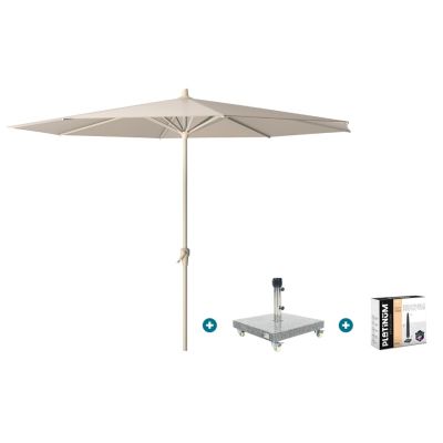 Platinum Riva stokparasol 3 m. rond - Sandstone met Sevilla voet en hoes