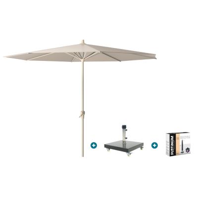 Platinum Riva stokparasol 3 m. rond - Sandstone met Granada voet en hoes