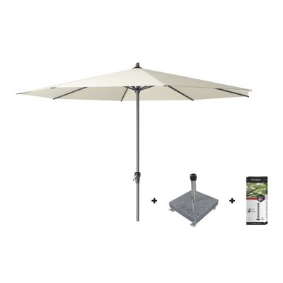 Platinum Riva stokparasol 3.5 m. rond - Ecru met voet en hoes