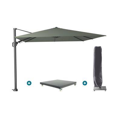 Platinum Challenger Zweefparasol T2 3x3 m - Olijf met Marbella voet en hoes