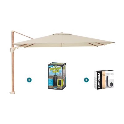 Platinum Challenger parasol Premium T2 2,6x3,5 m. - Champagne Teak - met ingraafvoet en hoes