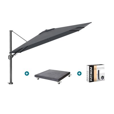 Platinum Challenger zweefparasol Premium T2 2,6x3,5 m - Faded Black met Marbella voet en hoes