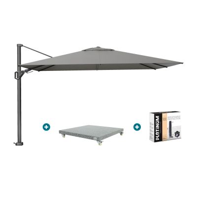 Platinum Challenger zweefparasol Premium T2 2,6x3,5 m - Manhattan grey + voet en hoes