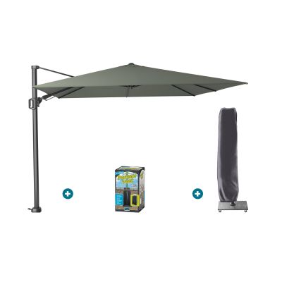 Platinum Challenger Zweefparasol T2 3x3 m - Olijf met ingraafvoet en hoes
