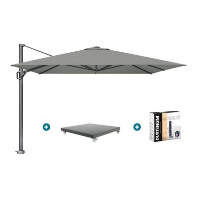 Platinum Challenger Telescope Zweefparasol premium - 3,5x3,5 - Manhattan grey met Marbella voet en hoes