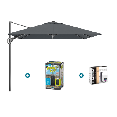Platinum Voyager zweefparasol T2 2,7x2,7 - Antraciet met ingraafvoet en hoes