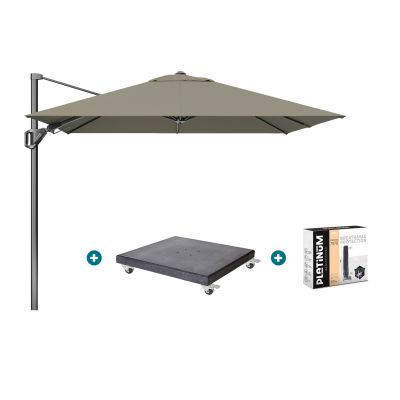 Platinum Voyager zweefparasol T2 2,7x2,7 m. - Taupe met Modena voet en hoes