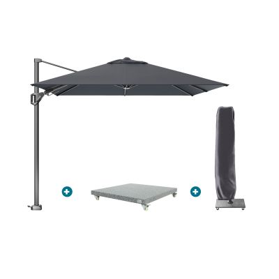 Platinum Voyager zweefparasol T2 2,7x2,7 m. - Faded Black met voet en hoes