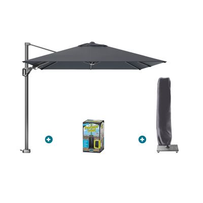 Platinum Voyager zweefparasol T2 2,7x2,7 m. - Faded Black met ingraafvoet en hoes